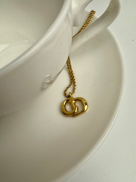 Dior CD logo gold medium necklace