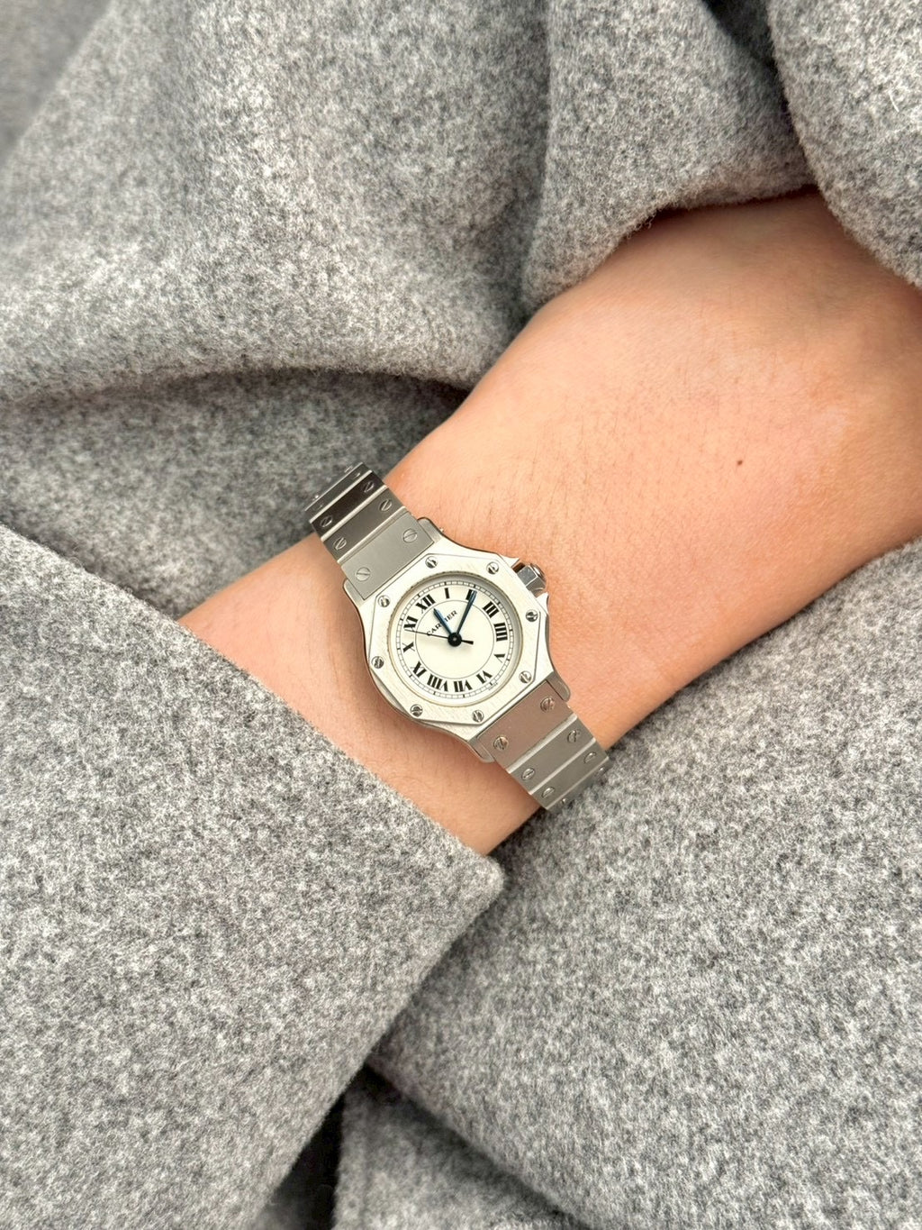 Cartier santos 8 silver white