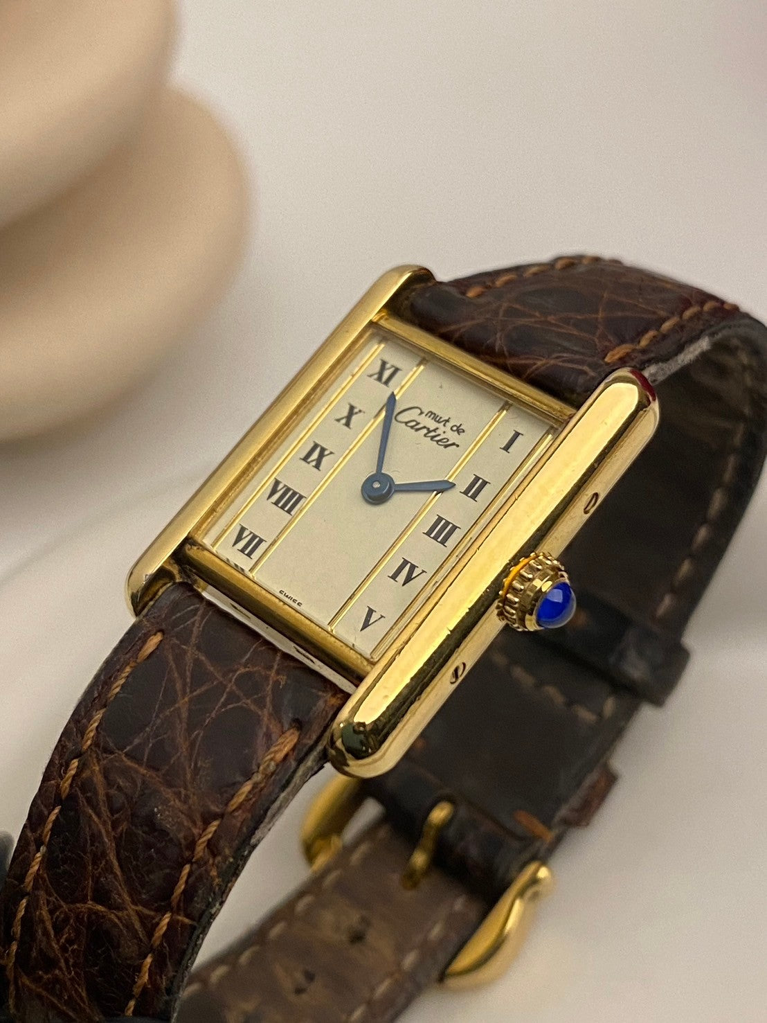 Cartier tank roman numerals brow strap