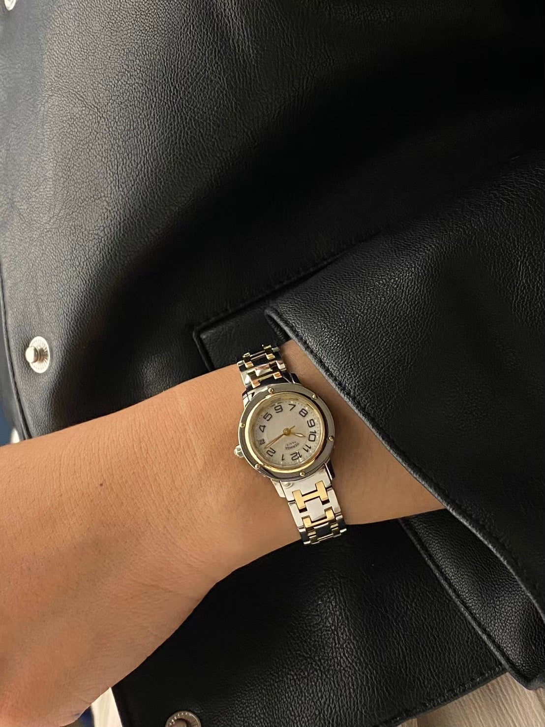 Hermes two tone pearl dial c.8638