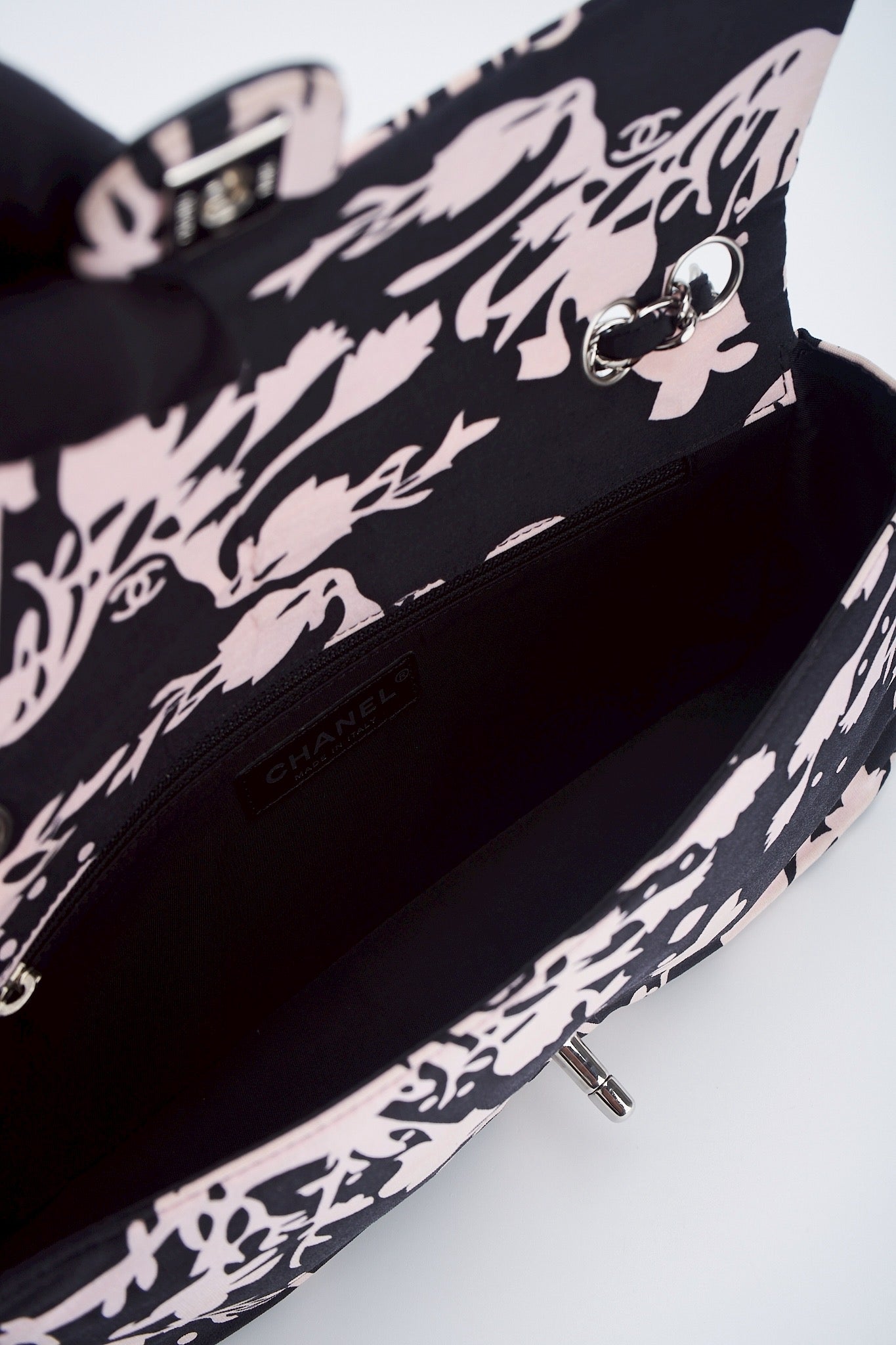 Chanel printed fabric round charm