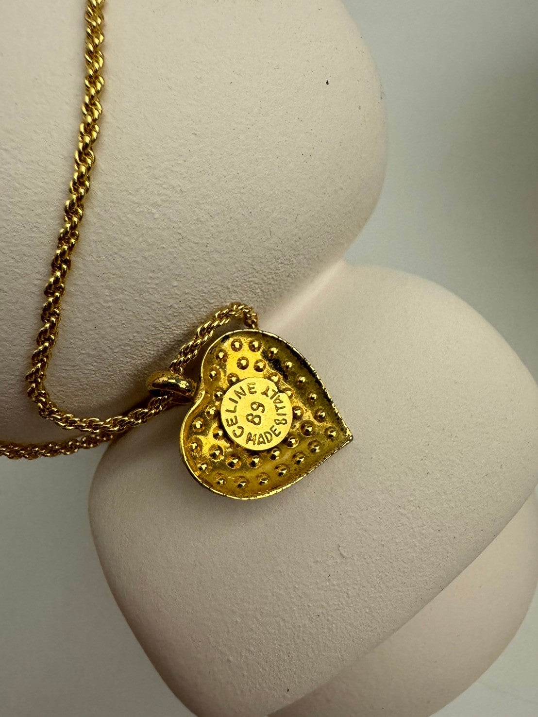Celine heart crystal gold necklace