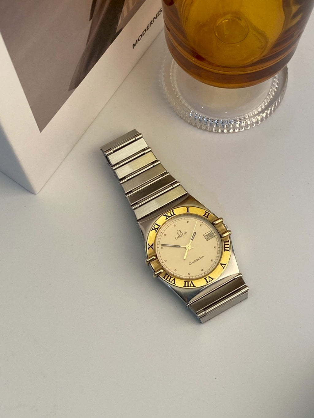 Omega constellation twotone date gold dial