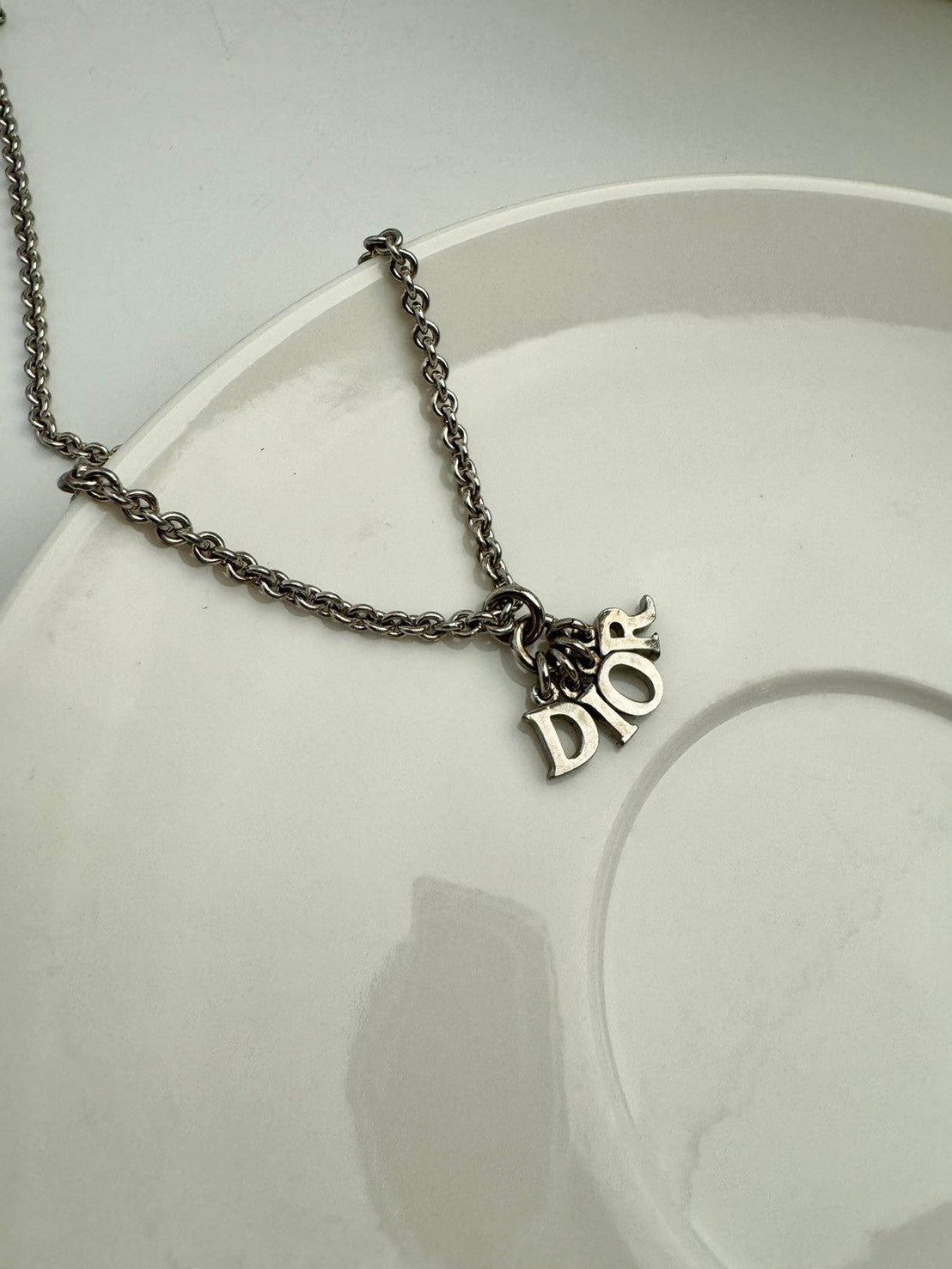 Dior logo silver necklace