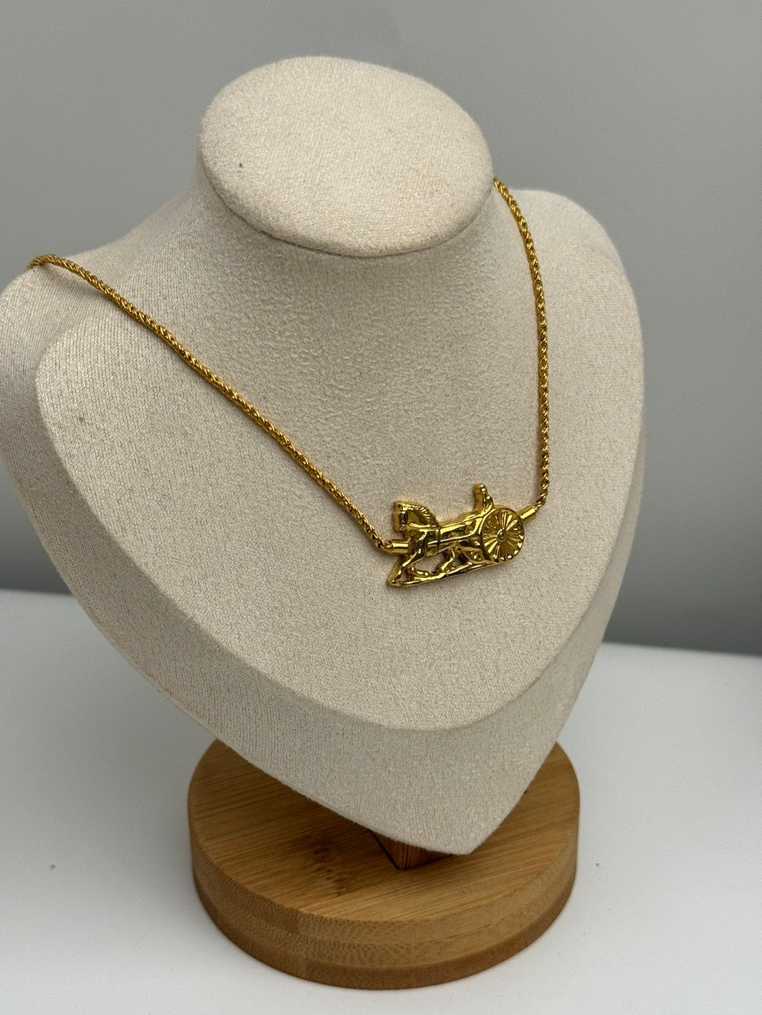 Celine horse carriage logo gold necklace