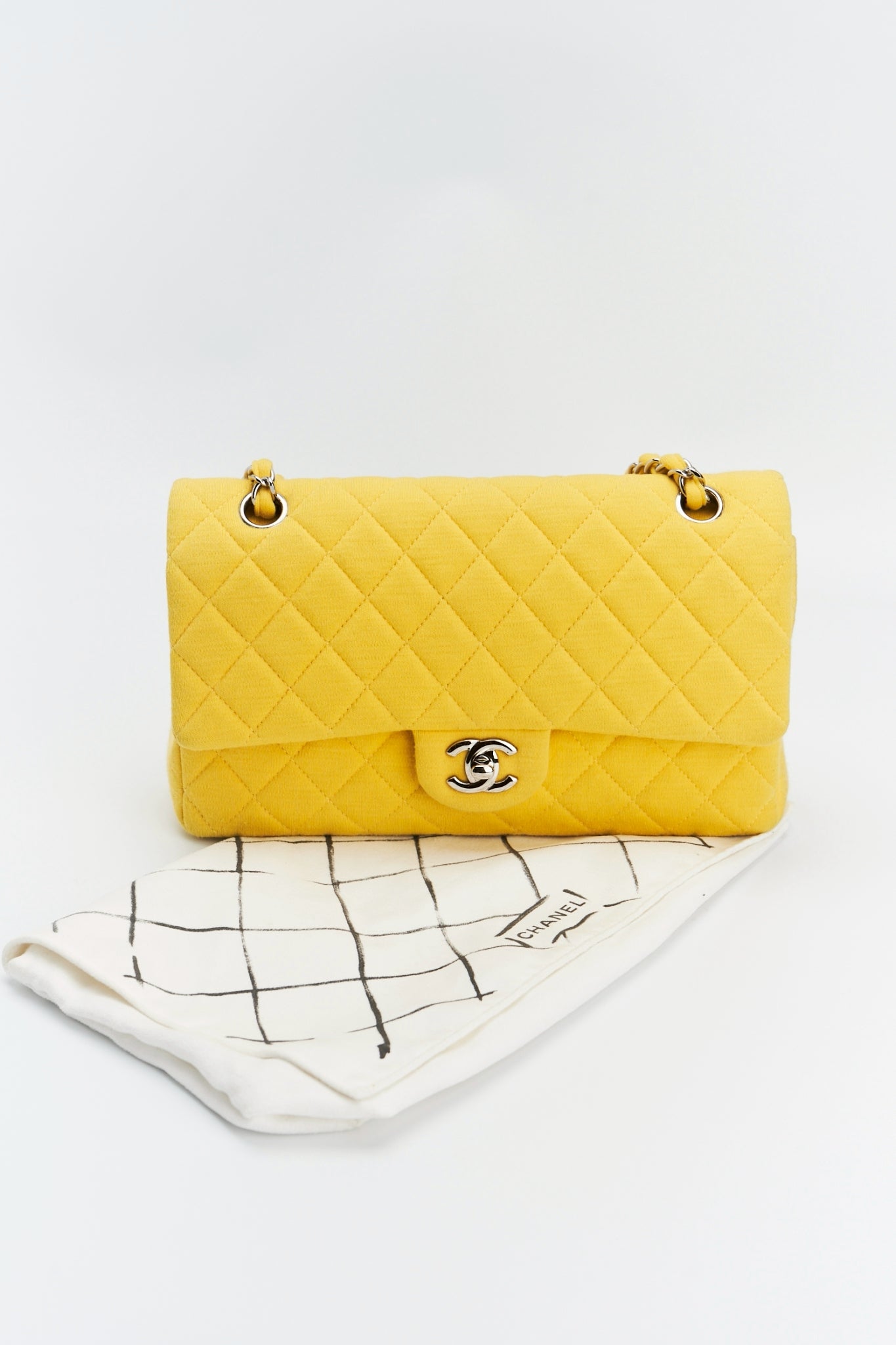 Chanel classic jersey double flab yellow