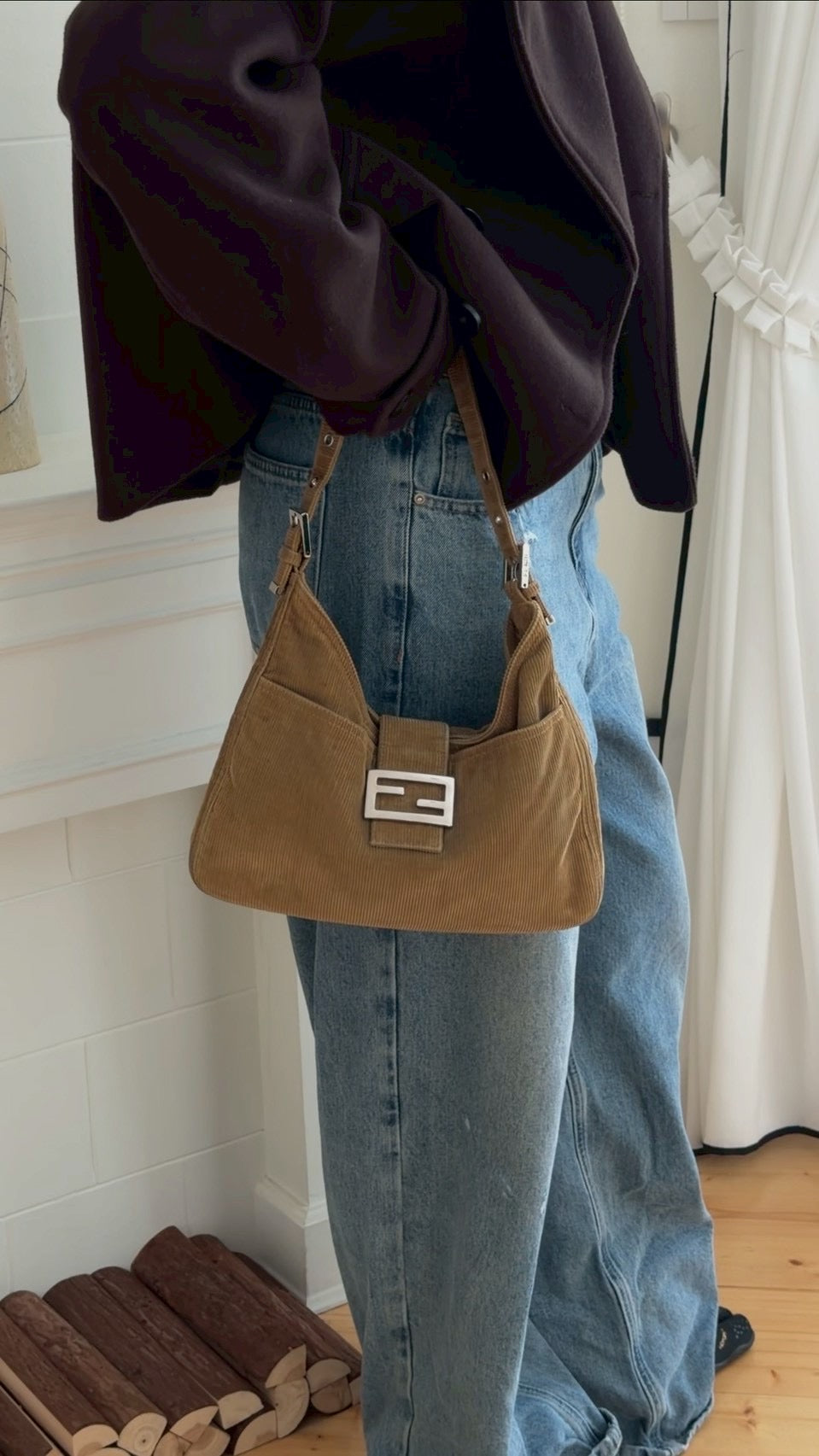 Fendi denim F shoulder