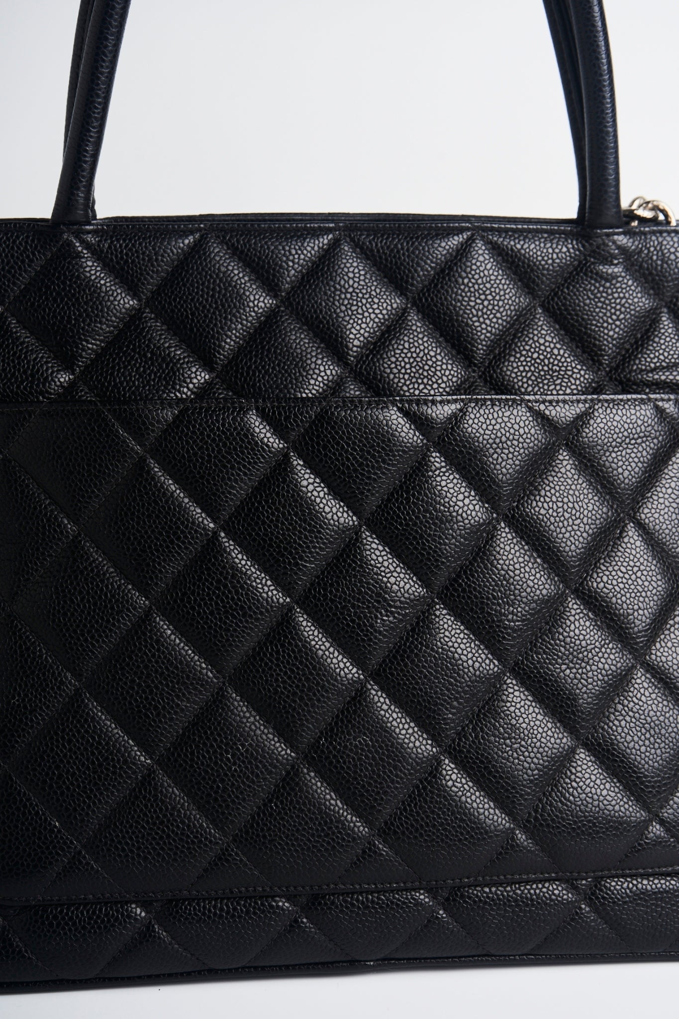 Chanel caviar medallion silver hardware