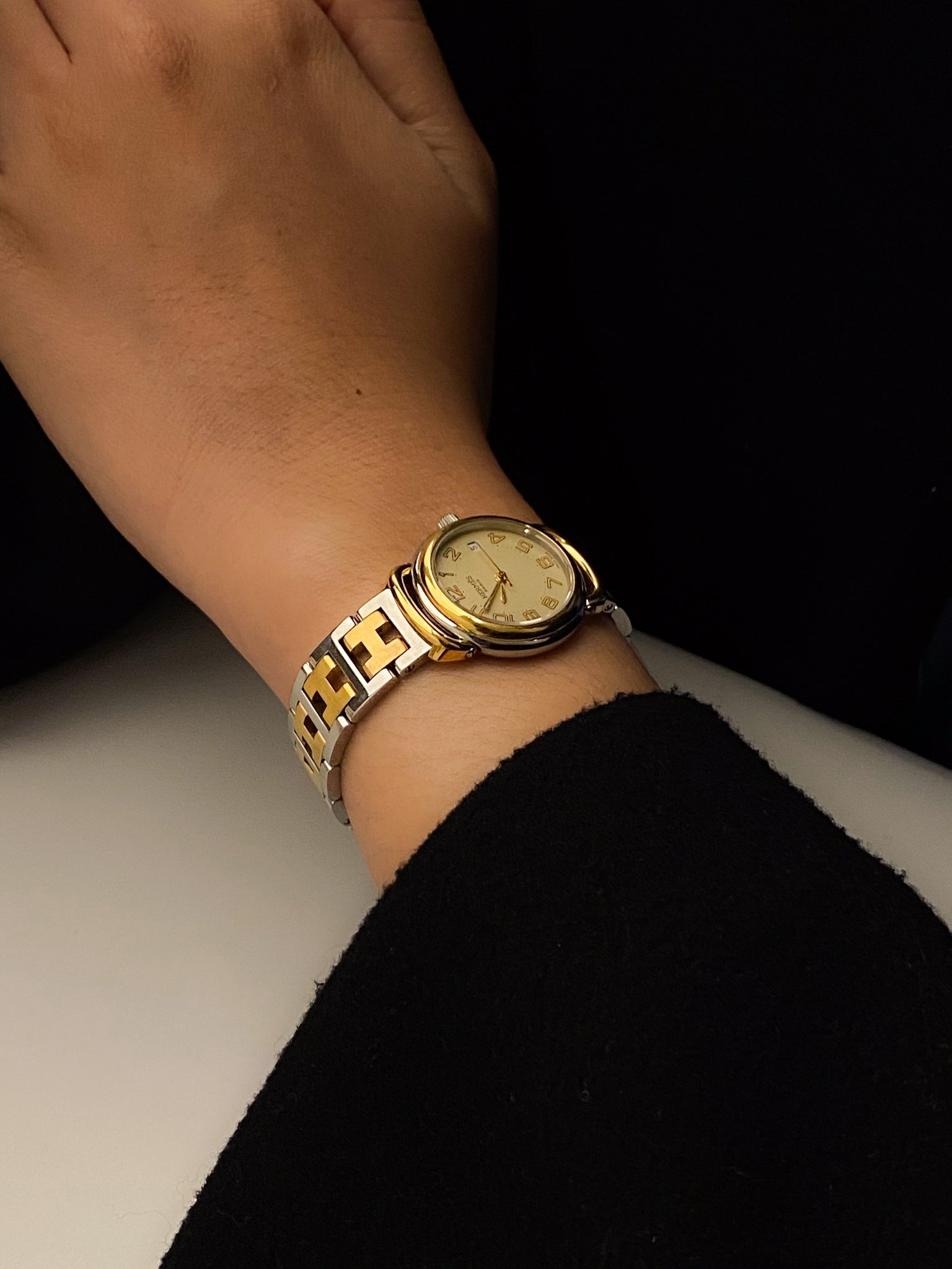 Hermes vintage two tone date lady c.7428