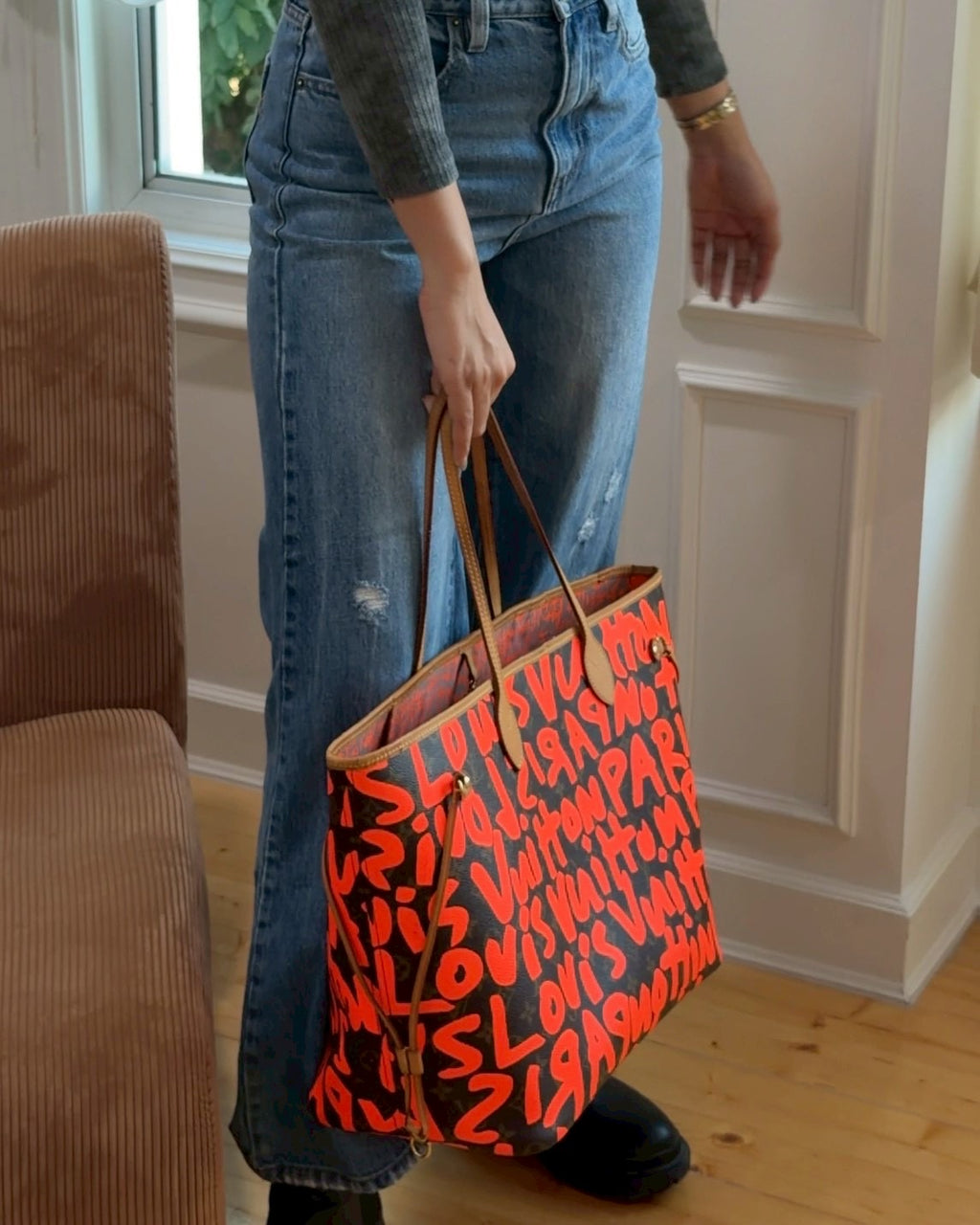 Lv graffiti neverfull orange gm