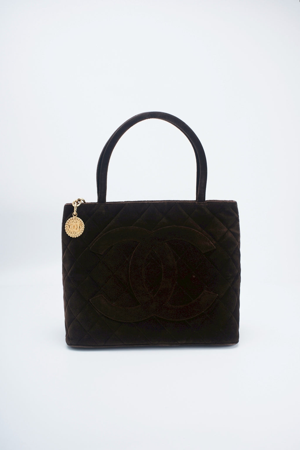 Chanel velvet medallion tote