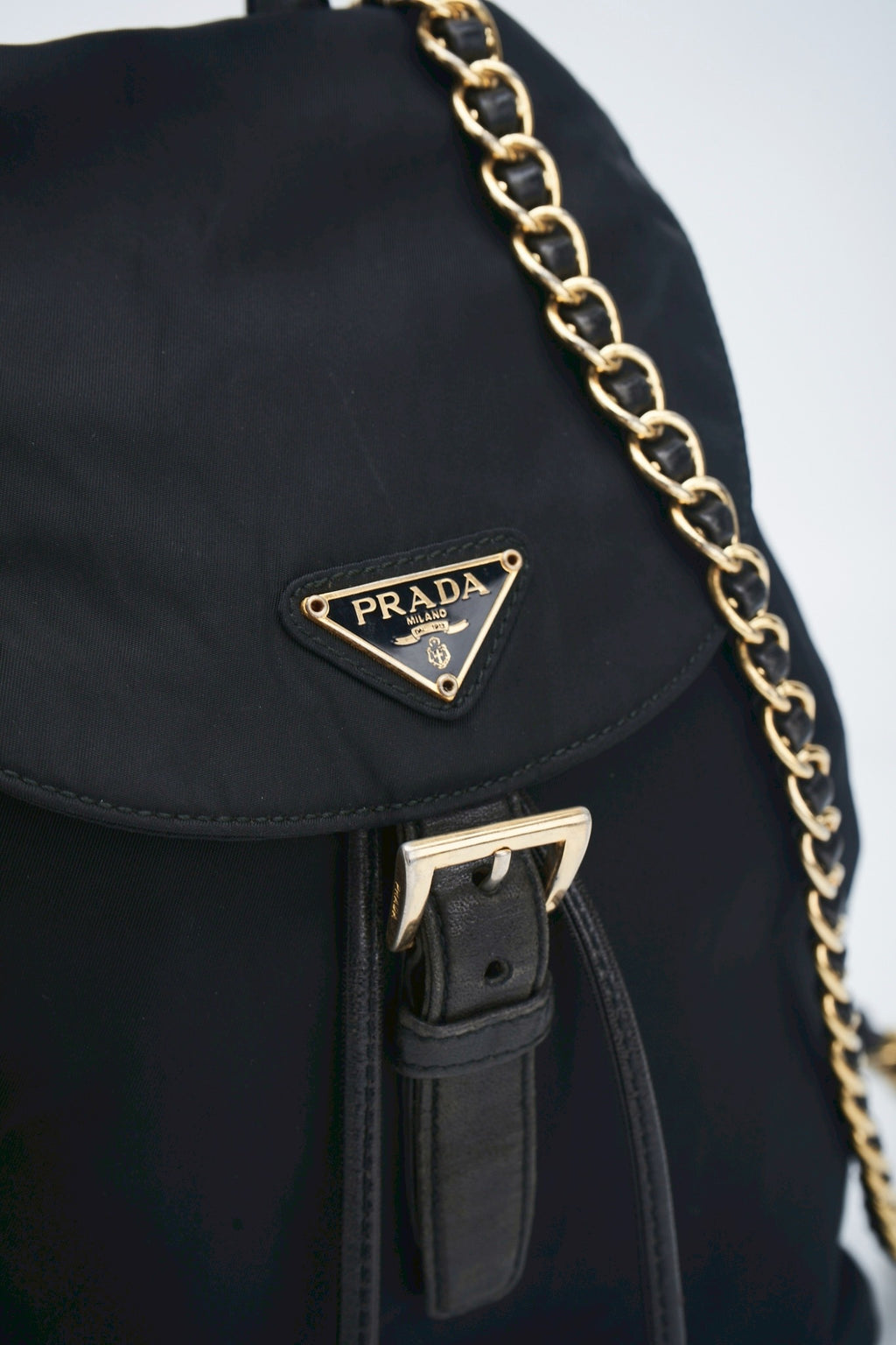 Prada nylon backpack chain bag
