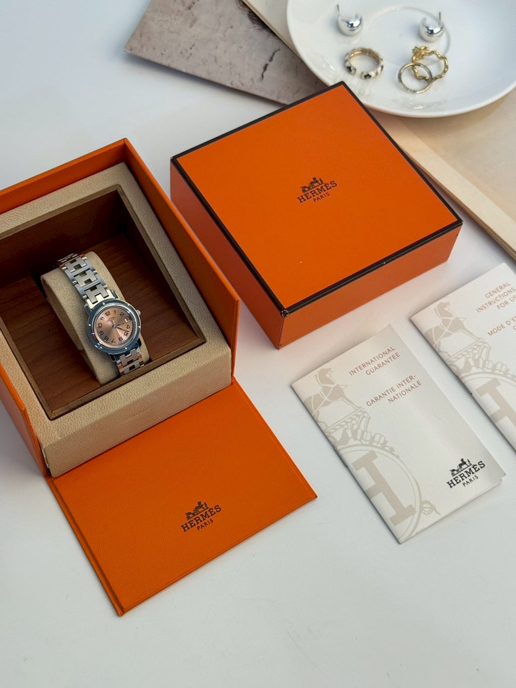 Hermes Clipper Ladies Pink Gold c.1286