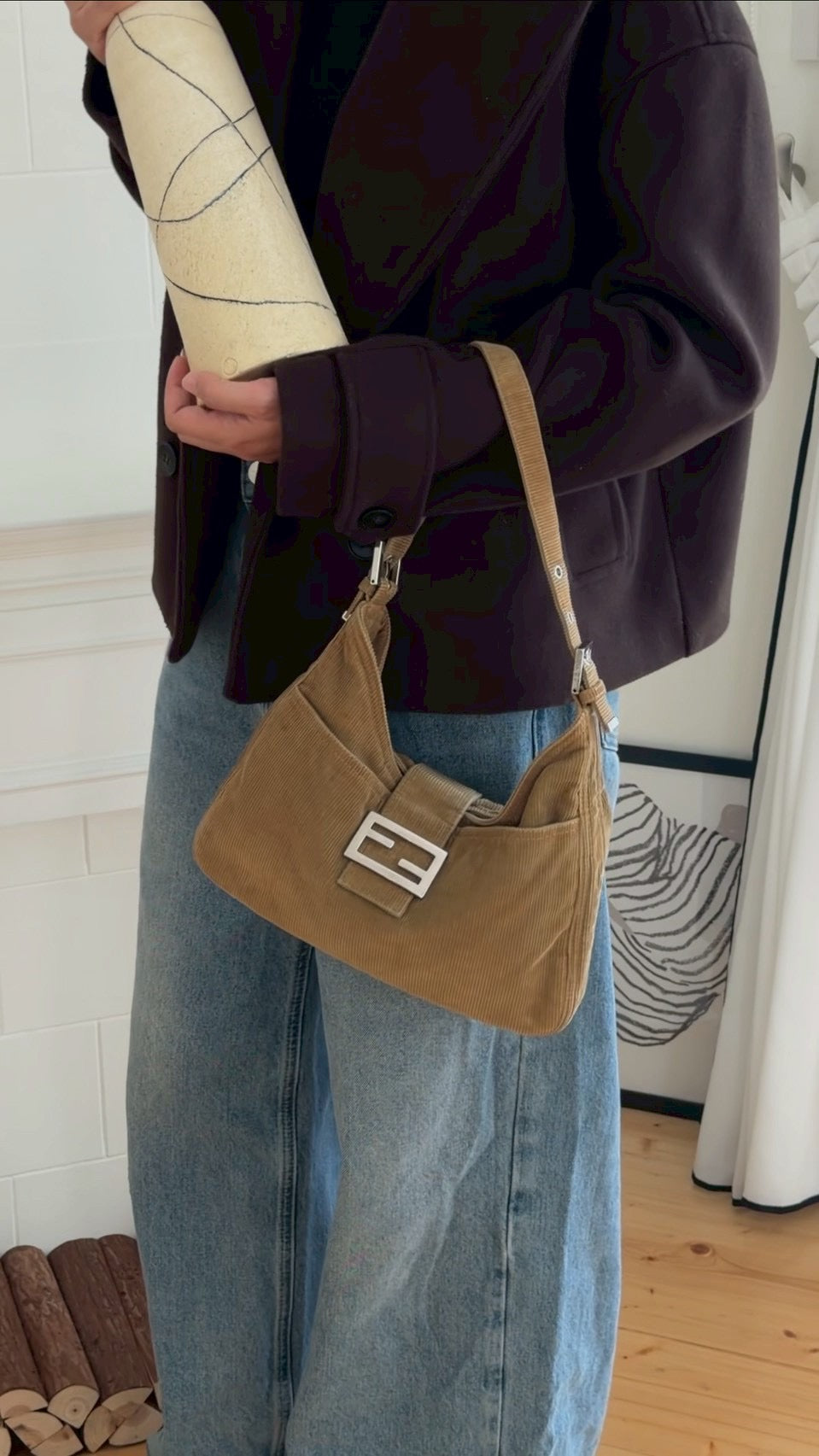 Fendi denim F shoulder