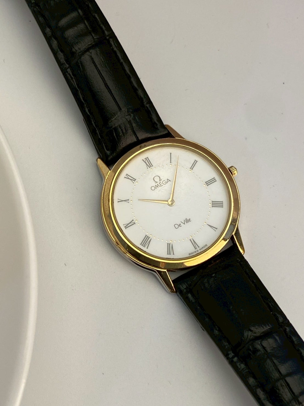 Omega deville white dial gold