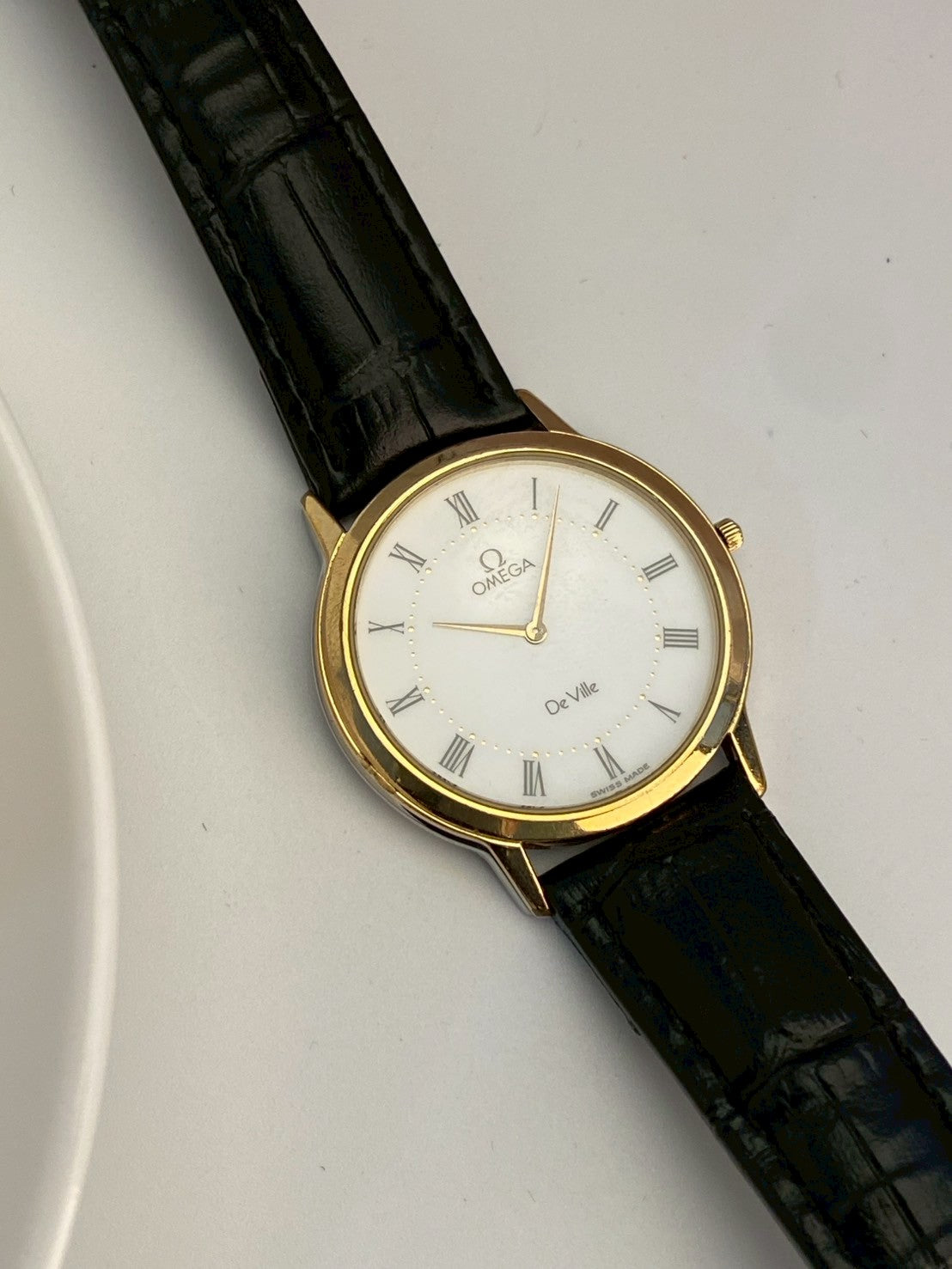 Omega deville white dial gold