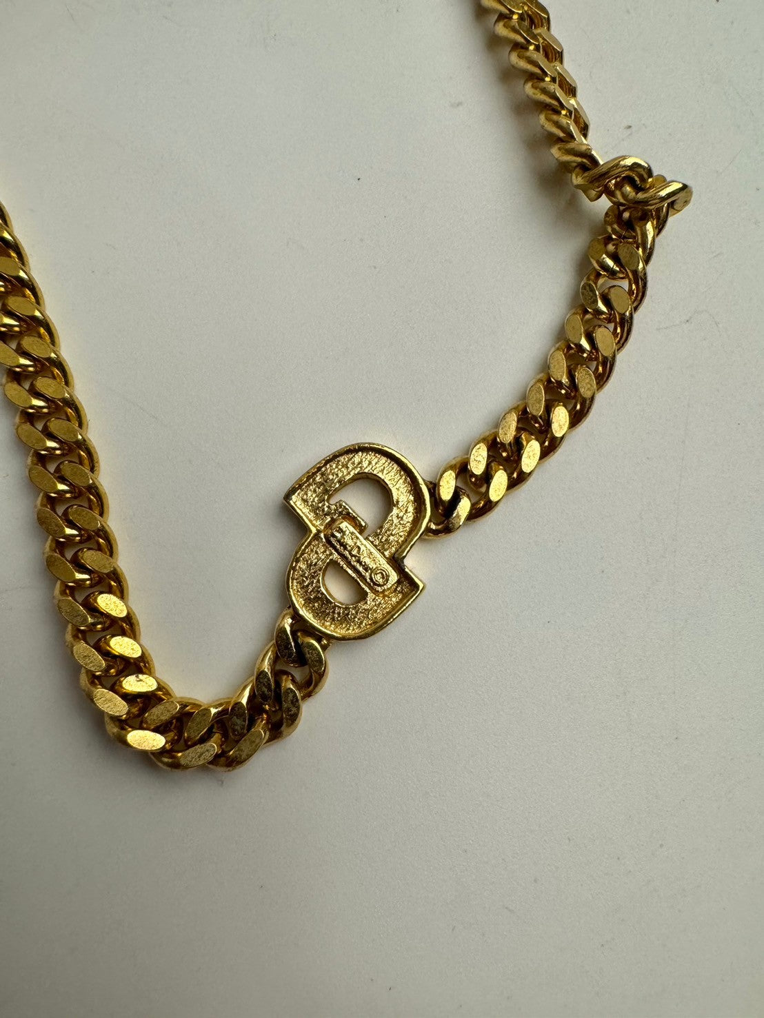 Dior CD logo crystal gold necklace