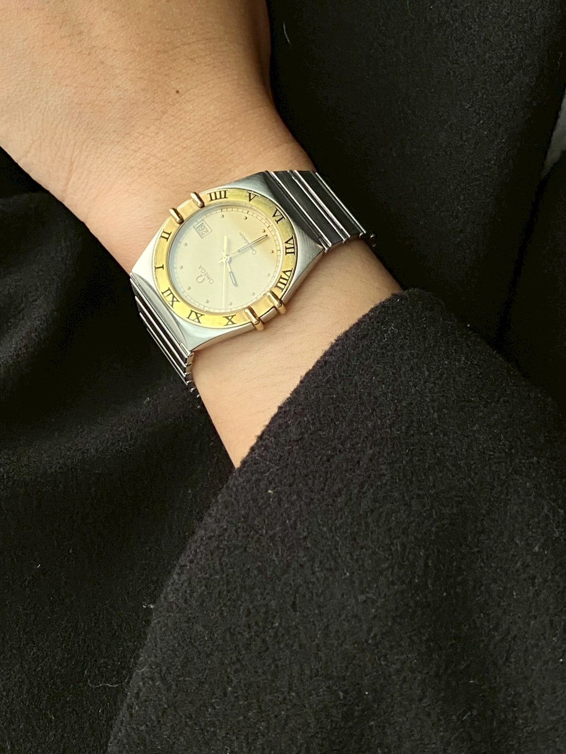 Omega constellation twotone date gold dial