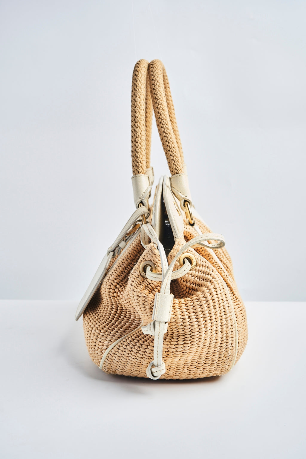 Prada raffia hand bag