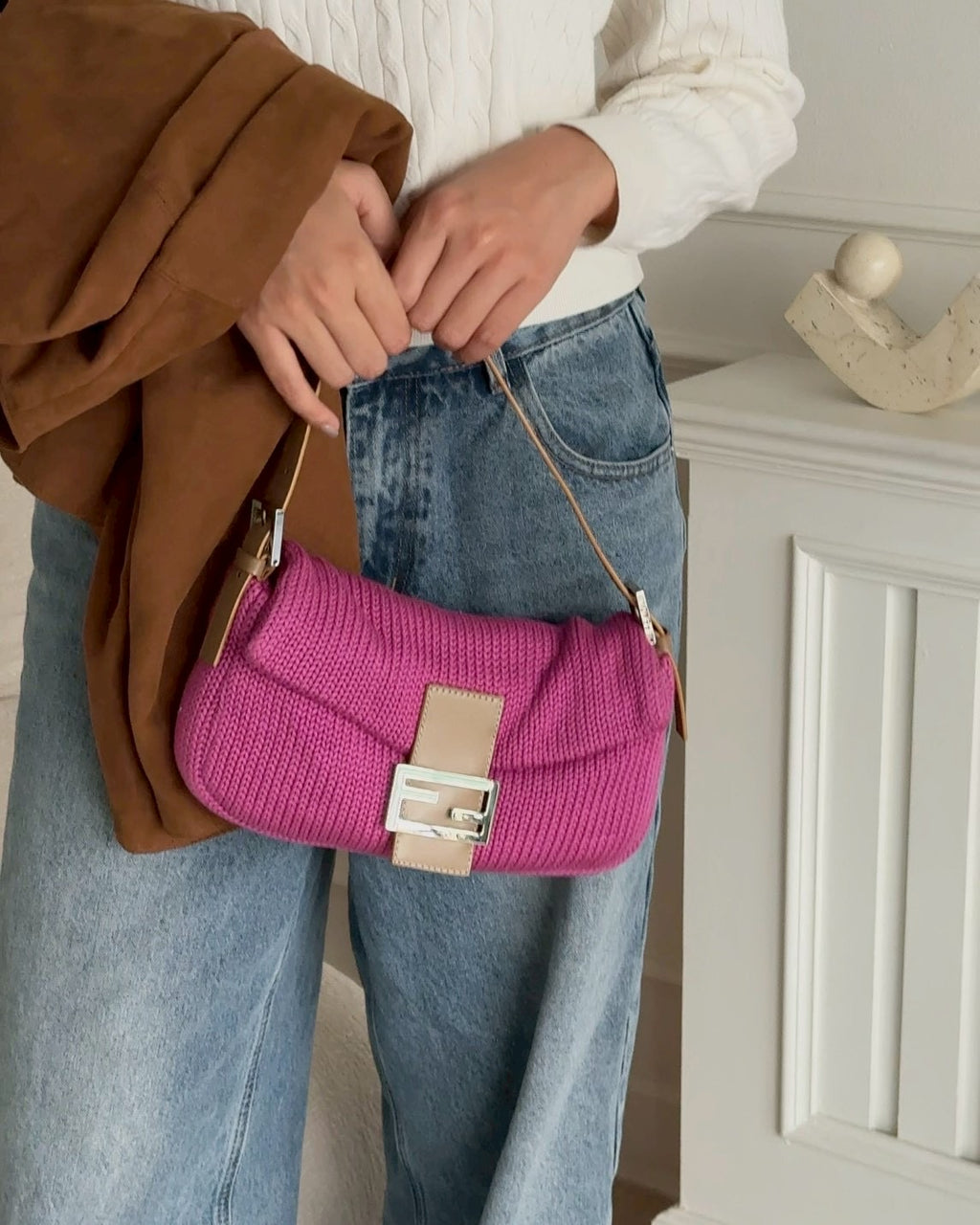 Fendi baguette knit bag