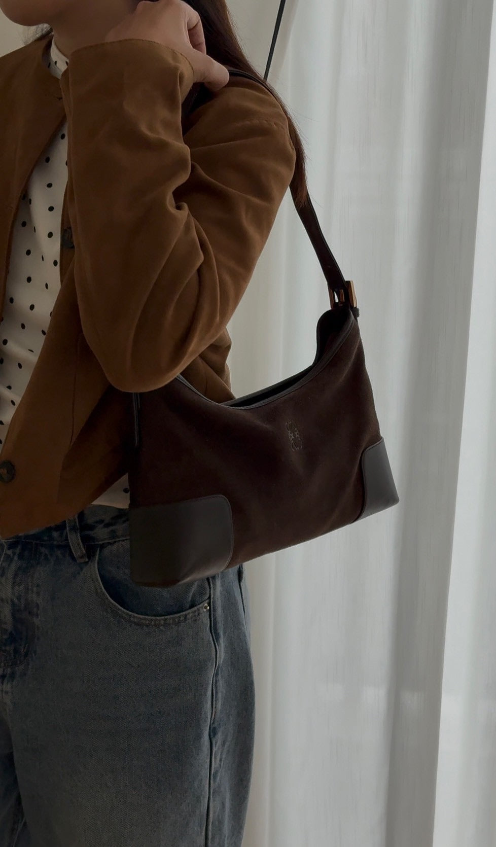 Loewe Suede Brown shoulder