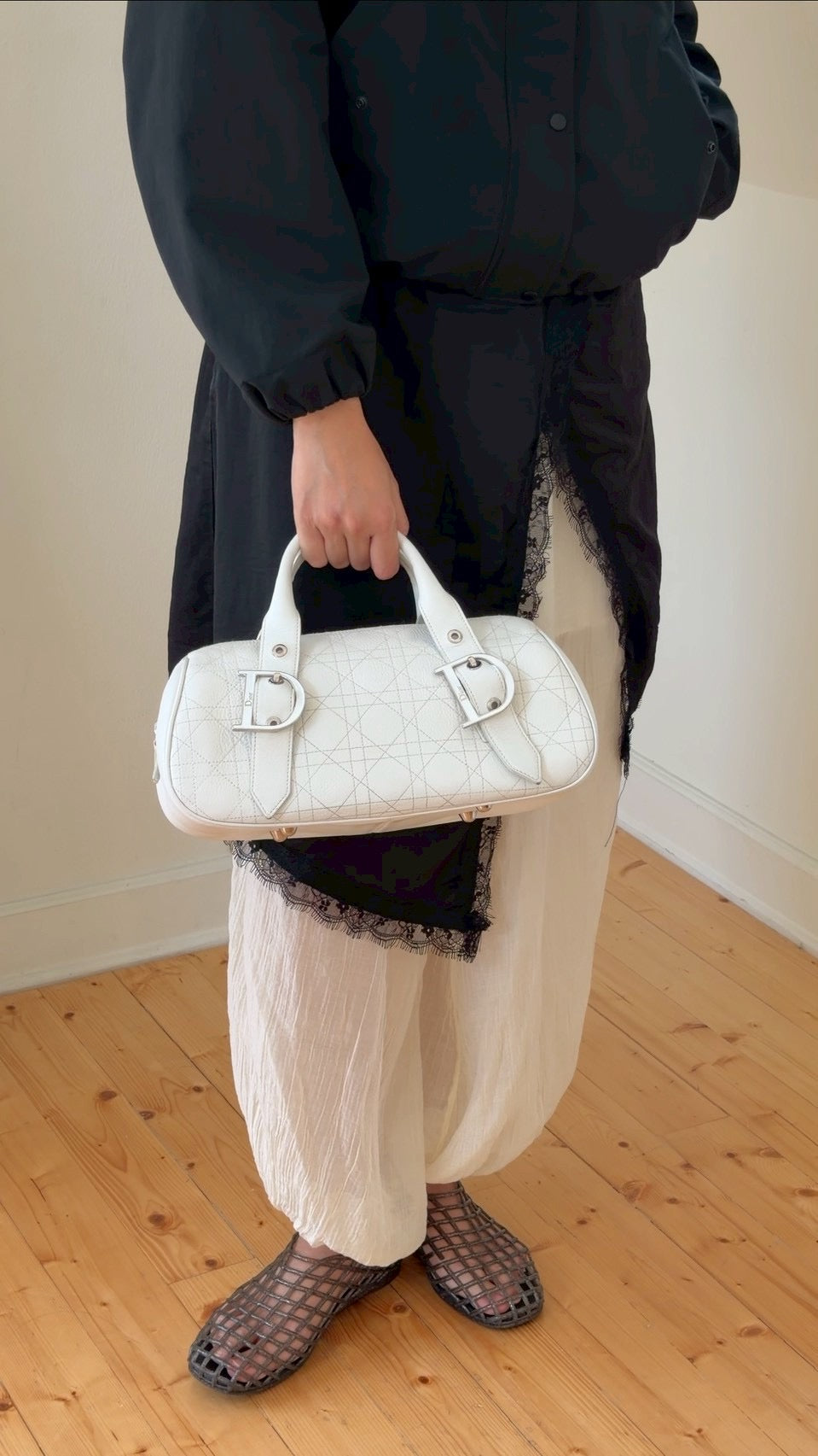 Dior logo white handbag