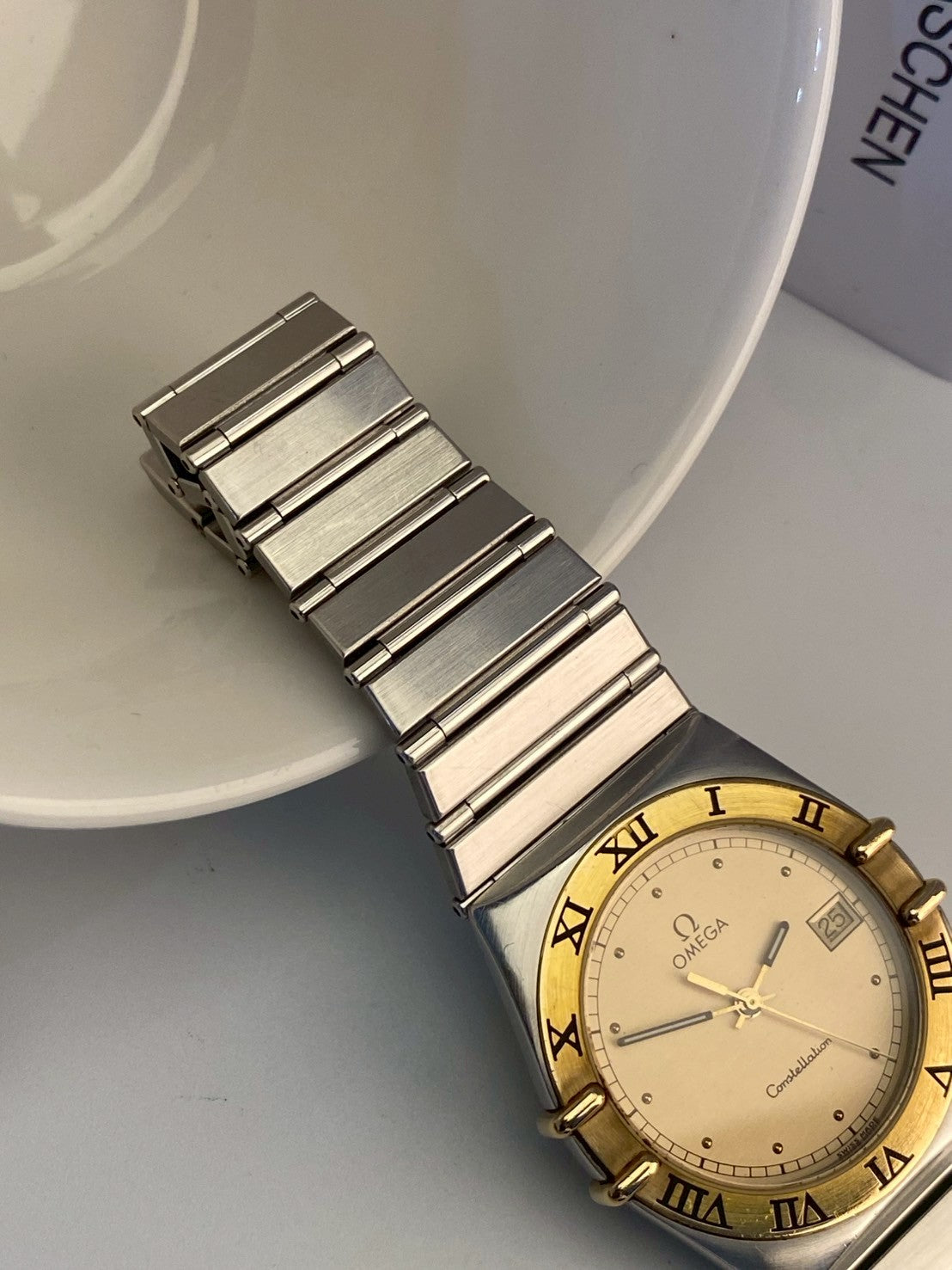 Omega constellation twotone date gold dial