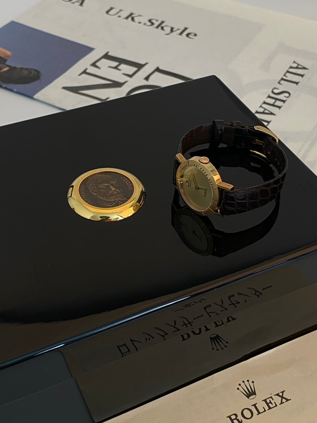 Rolex K18 YG cellini gold dial c.8675