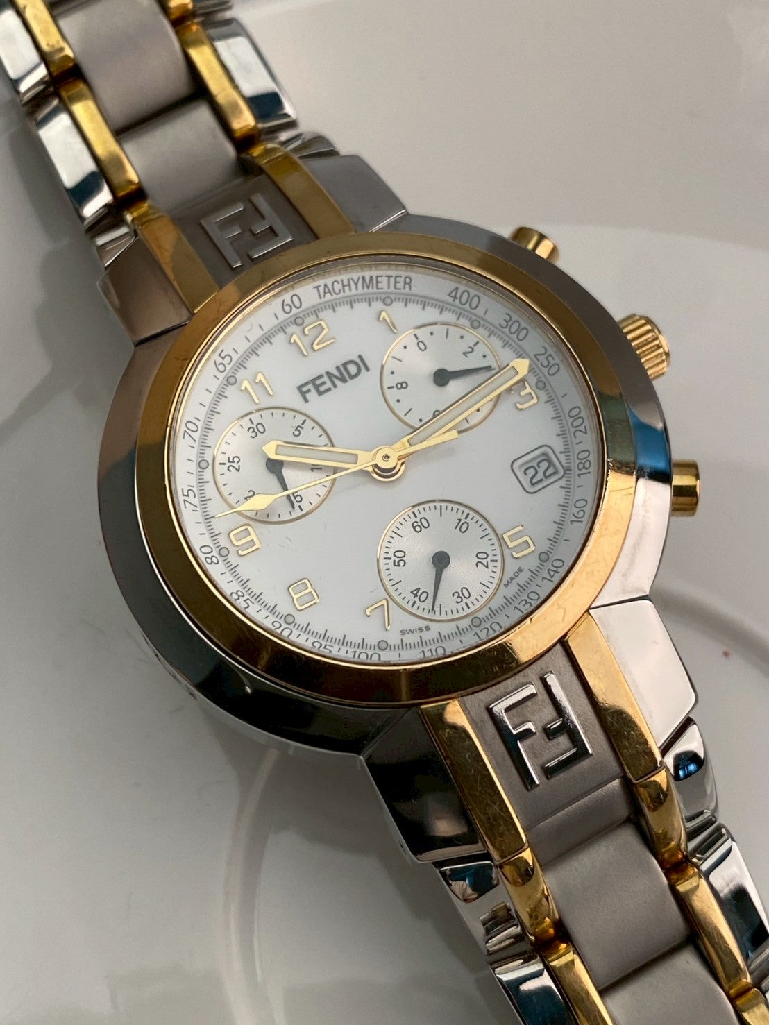Fendi twotone chronograph c.239