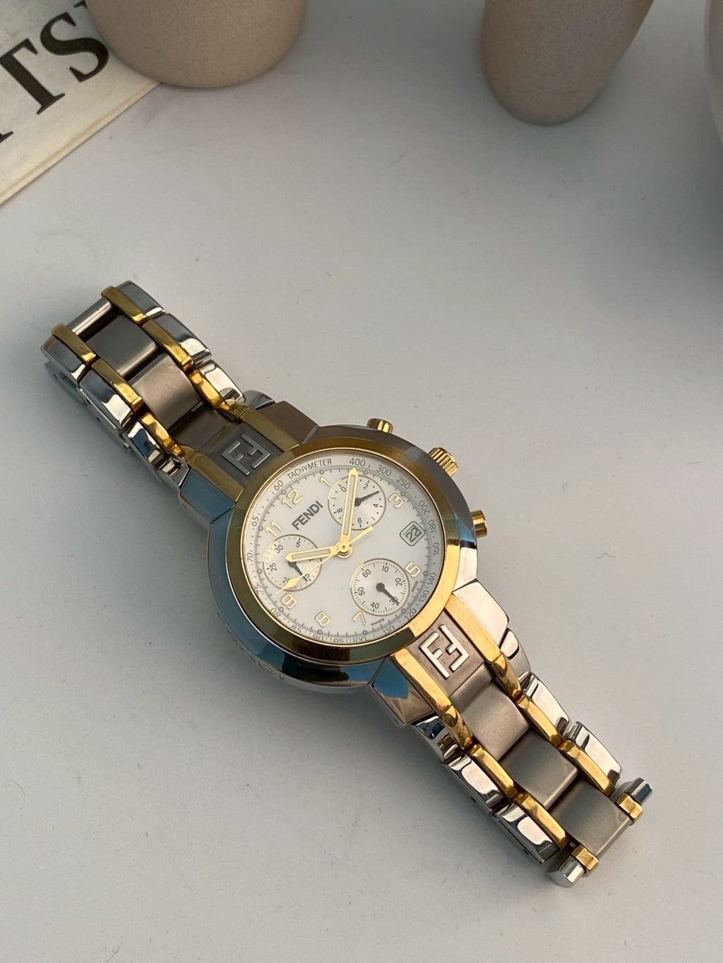 Fendi twotone chronograph c.239