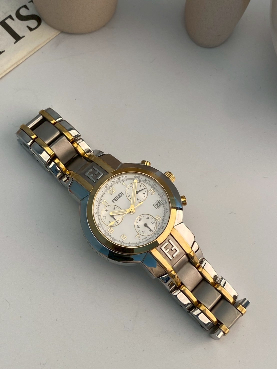 Fendi twotone chronograph c.239