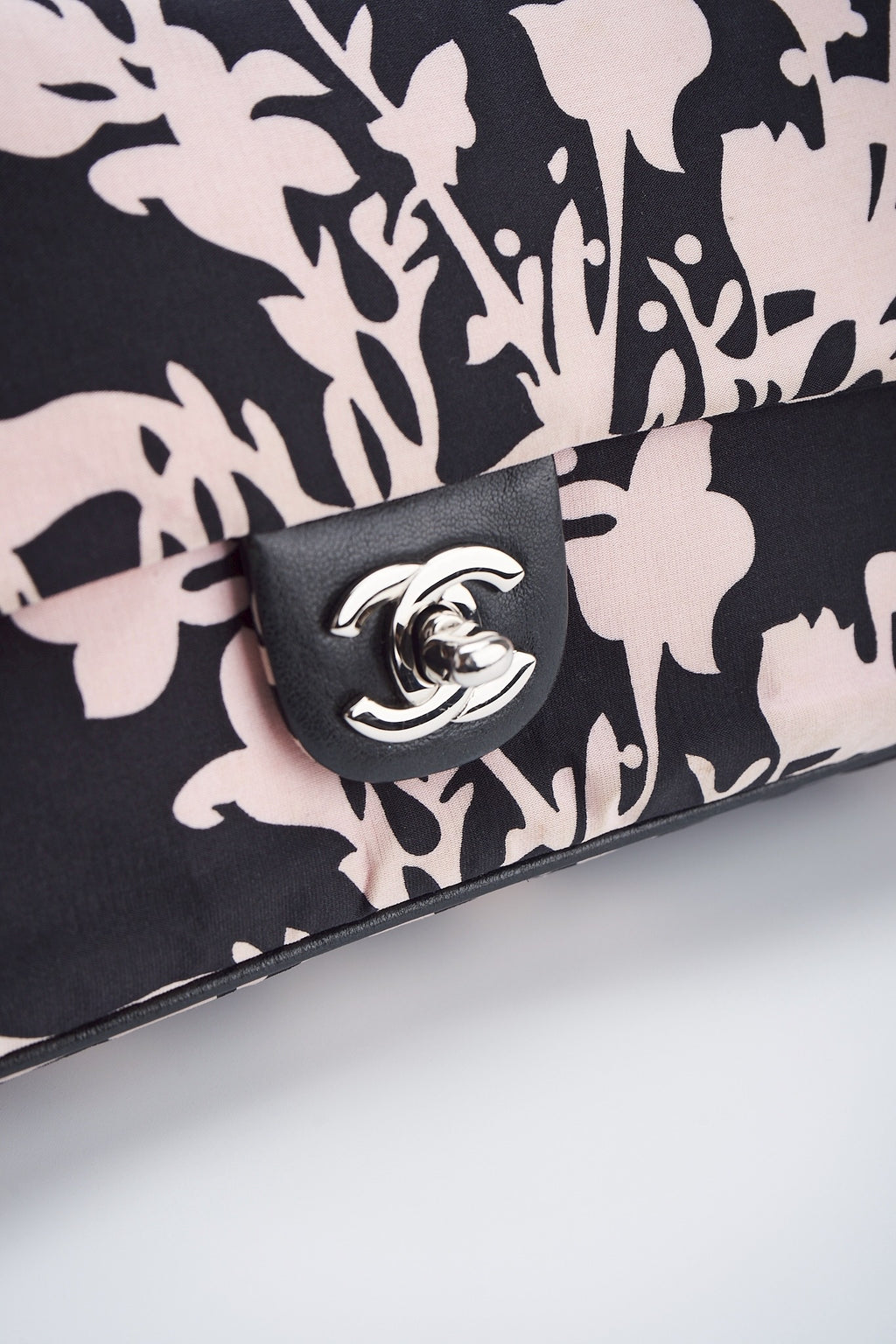 Chanel printed fabric round charm