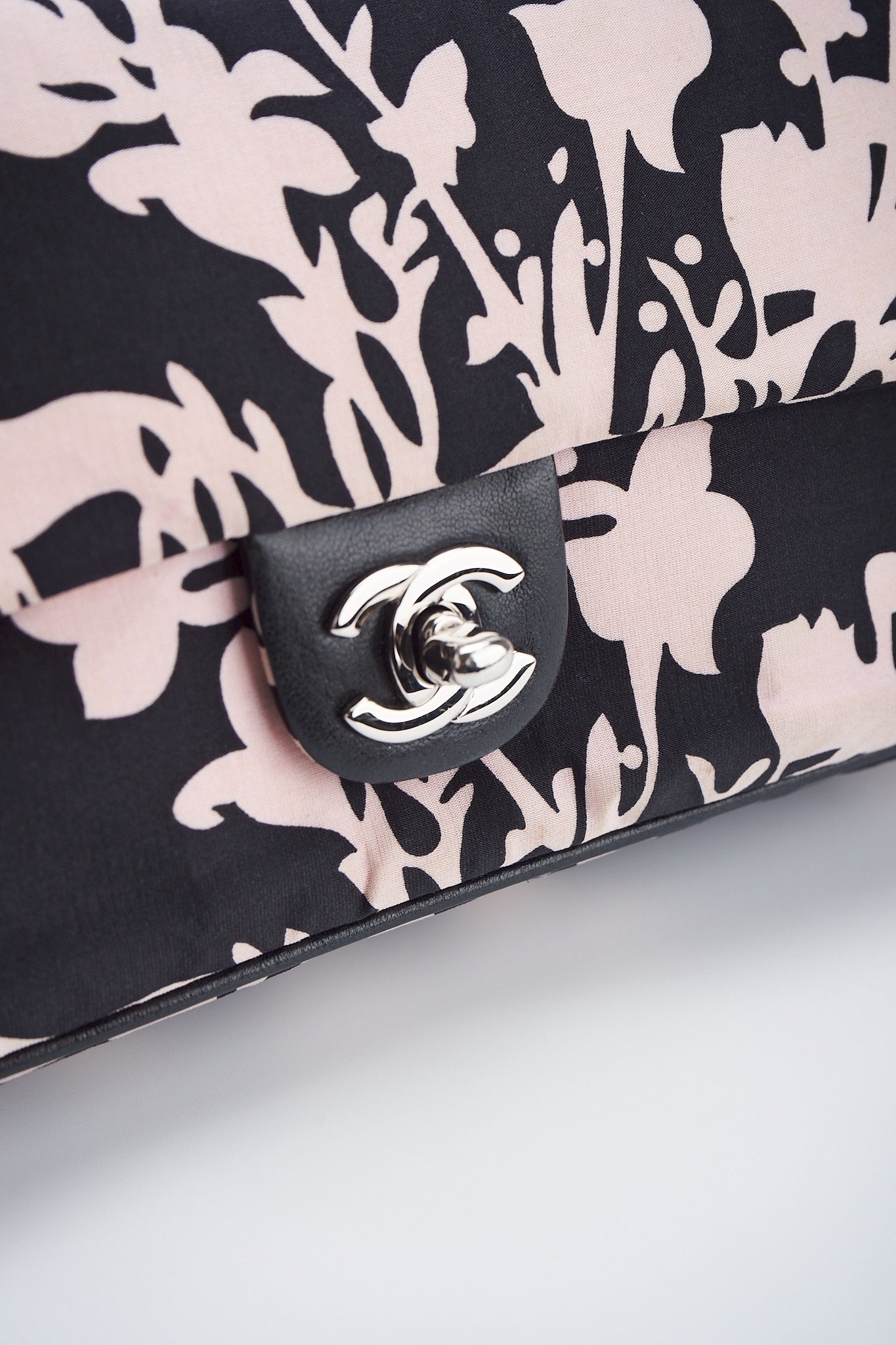 Chanel printed fabric round charm