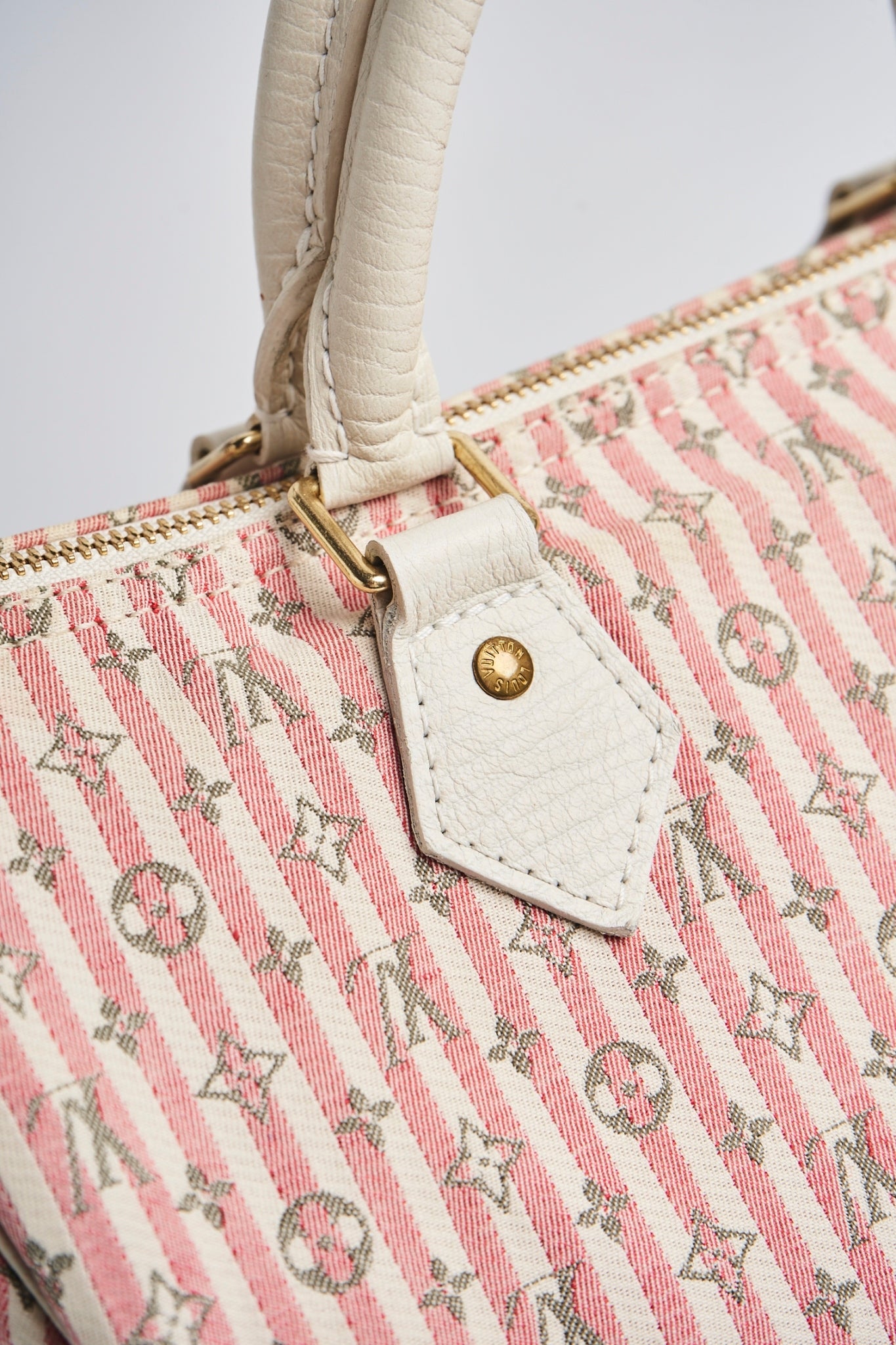 Louis Vuitton pink mini lin speedy 30”