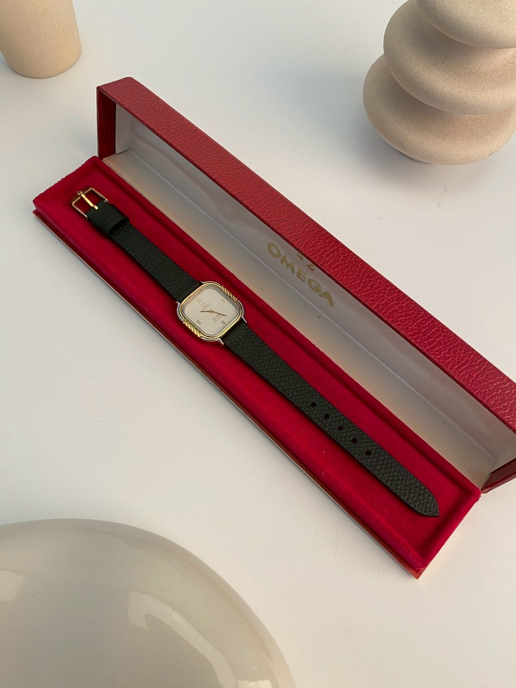 Omega deville white dial twotone 1387