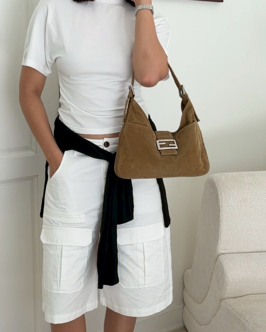 Fendi denim F shoulder