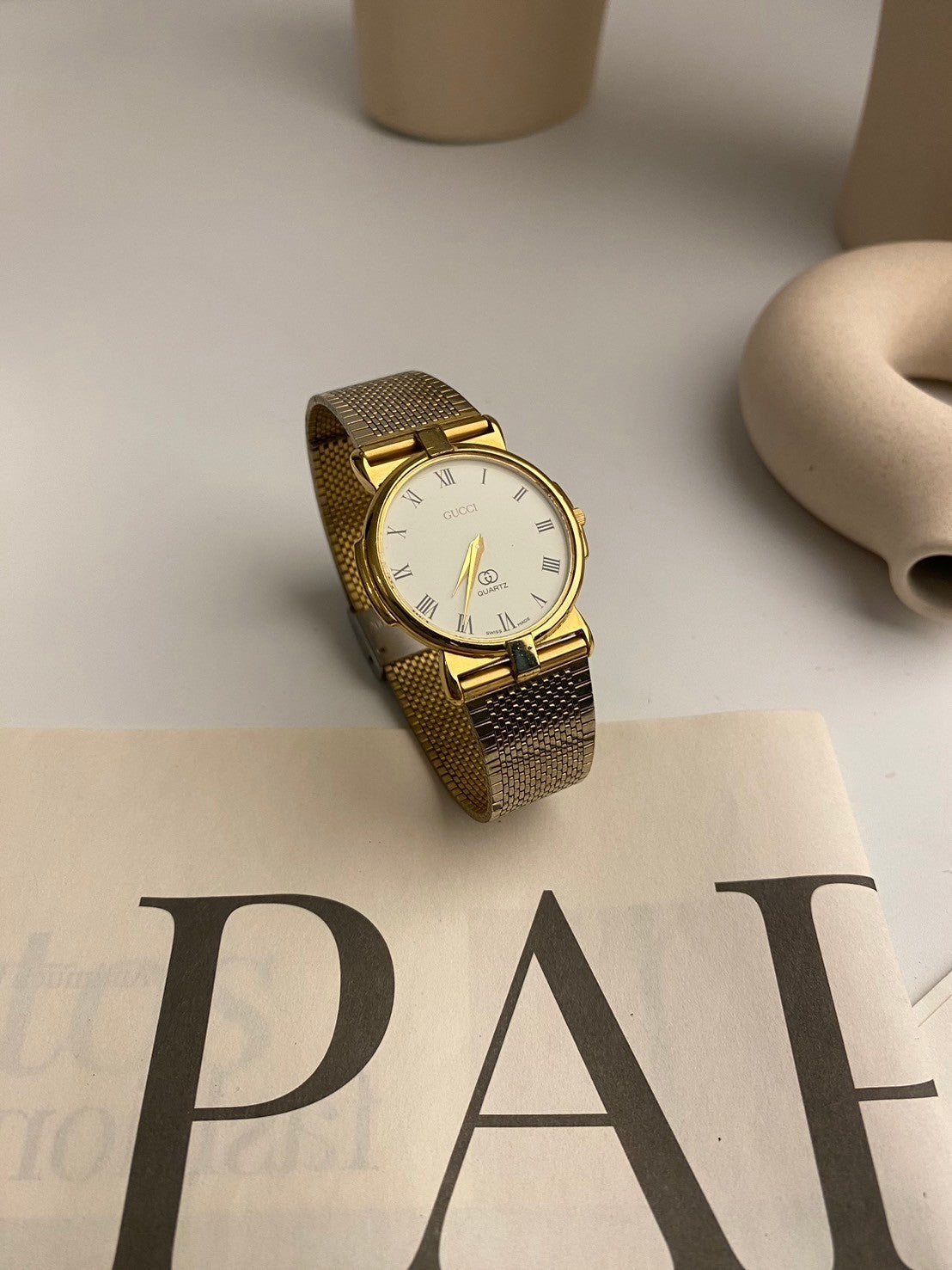 Gucci white dial gold 3400FM