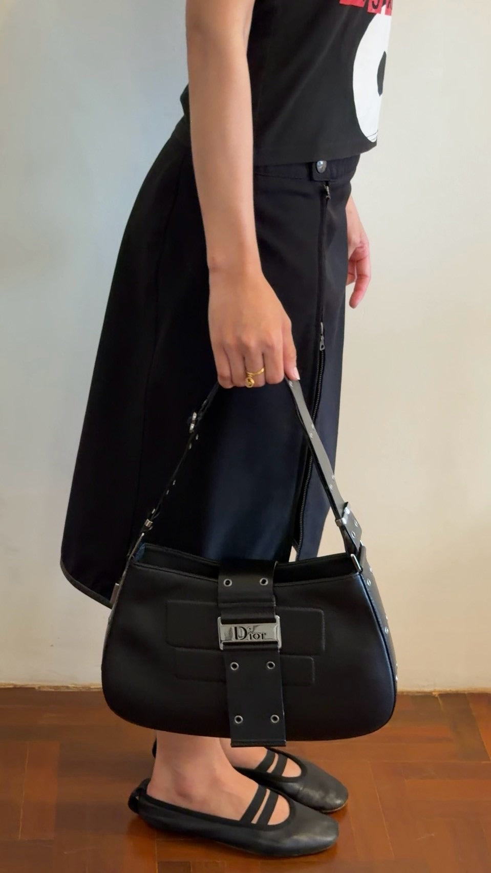 Dior street-chic shoulder