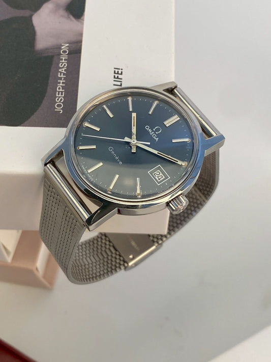 Omega geneve blue dial date watch auto