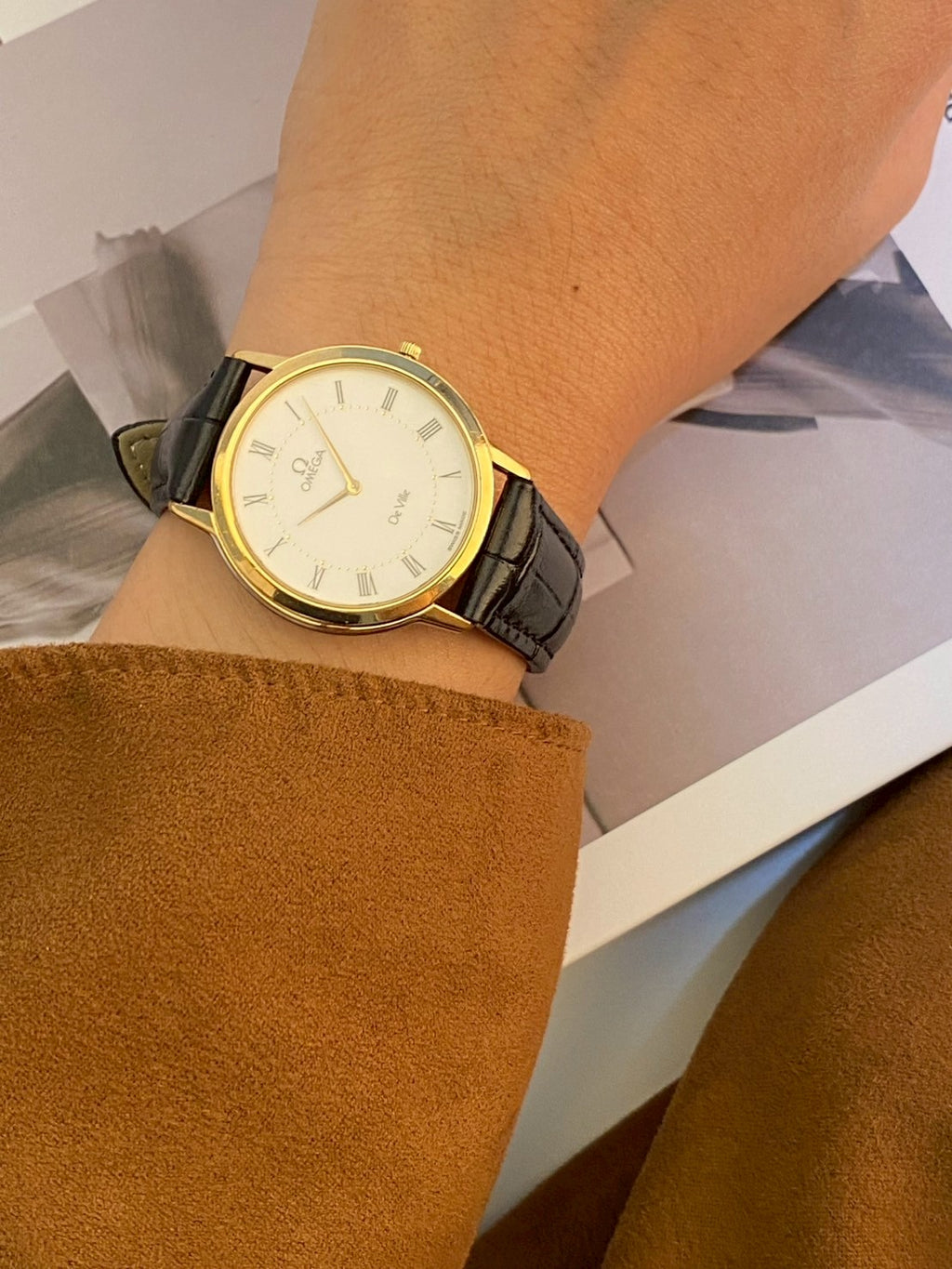 Omega deville white dial gold