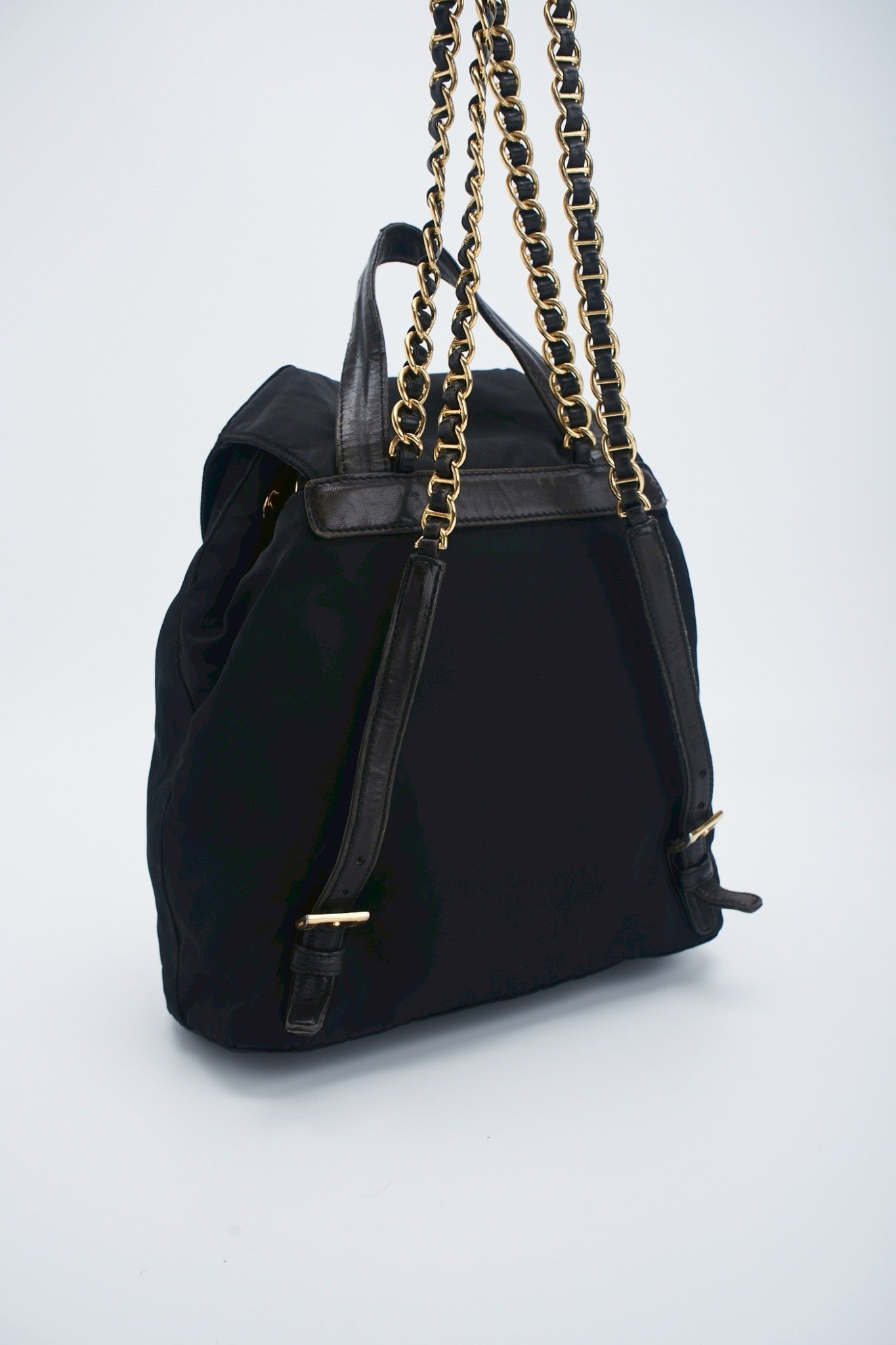 Prada nylon backpack chain bag